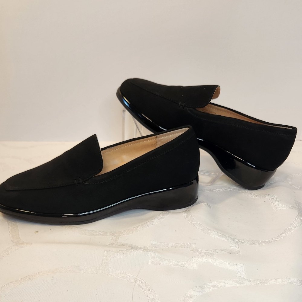 Alex Marie 4 Feature Technology Support Black Leather Suede Slip On Size 5